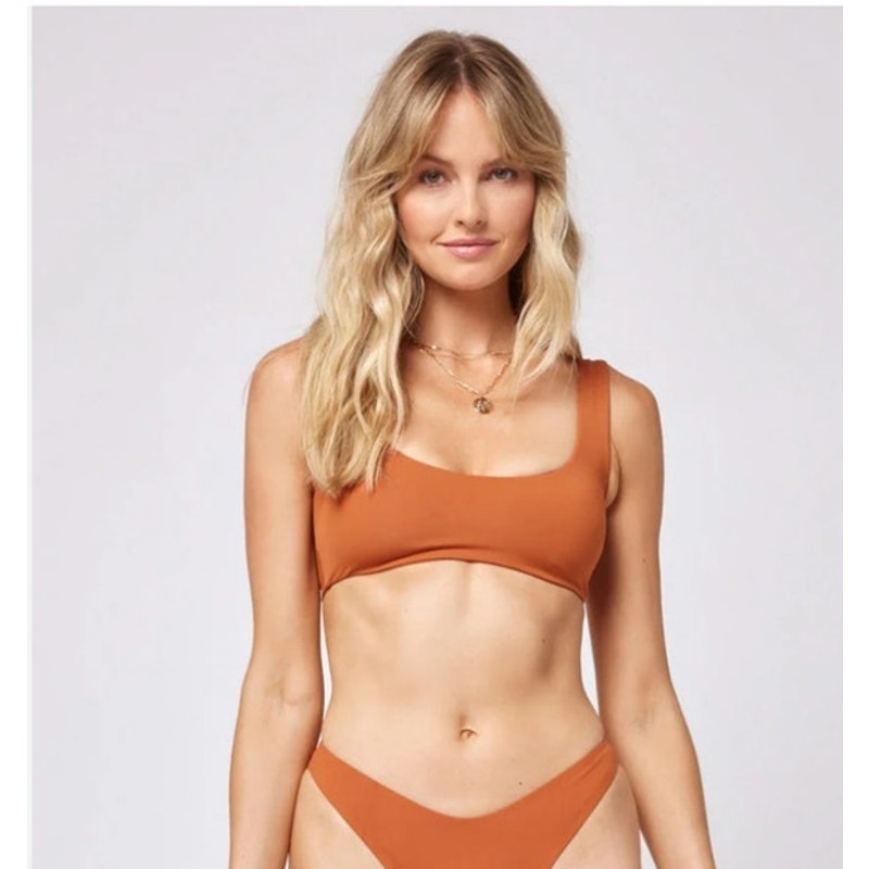 L*Space Lizzie Bikini Top In Amber Brown Size Small Nwt